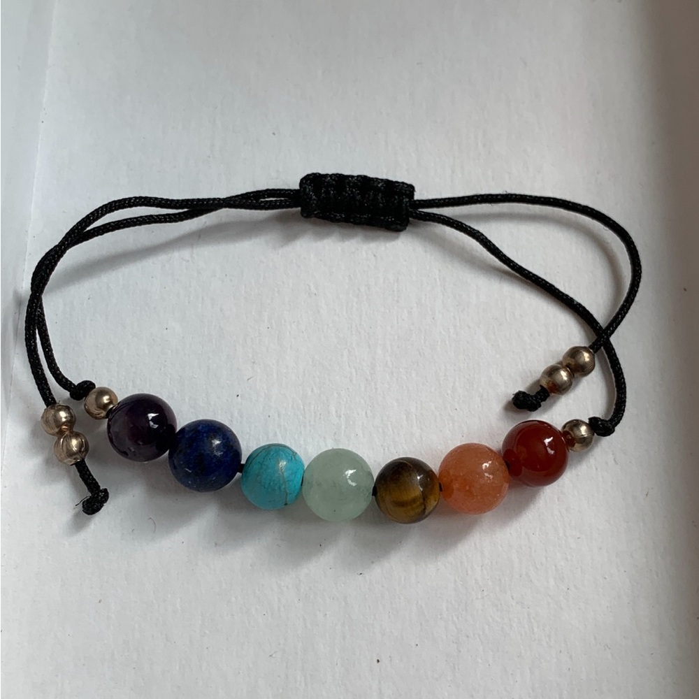Adjustable Seven-Chakra Beaded Bracelet - Multicolor